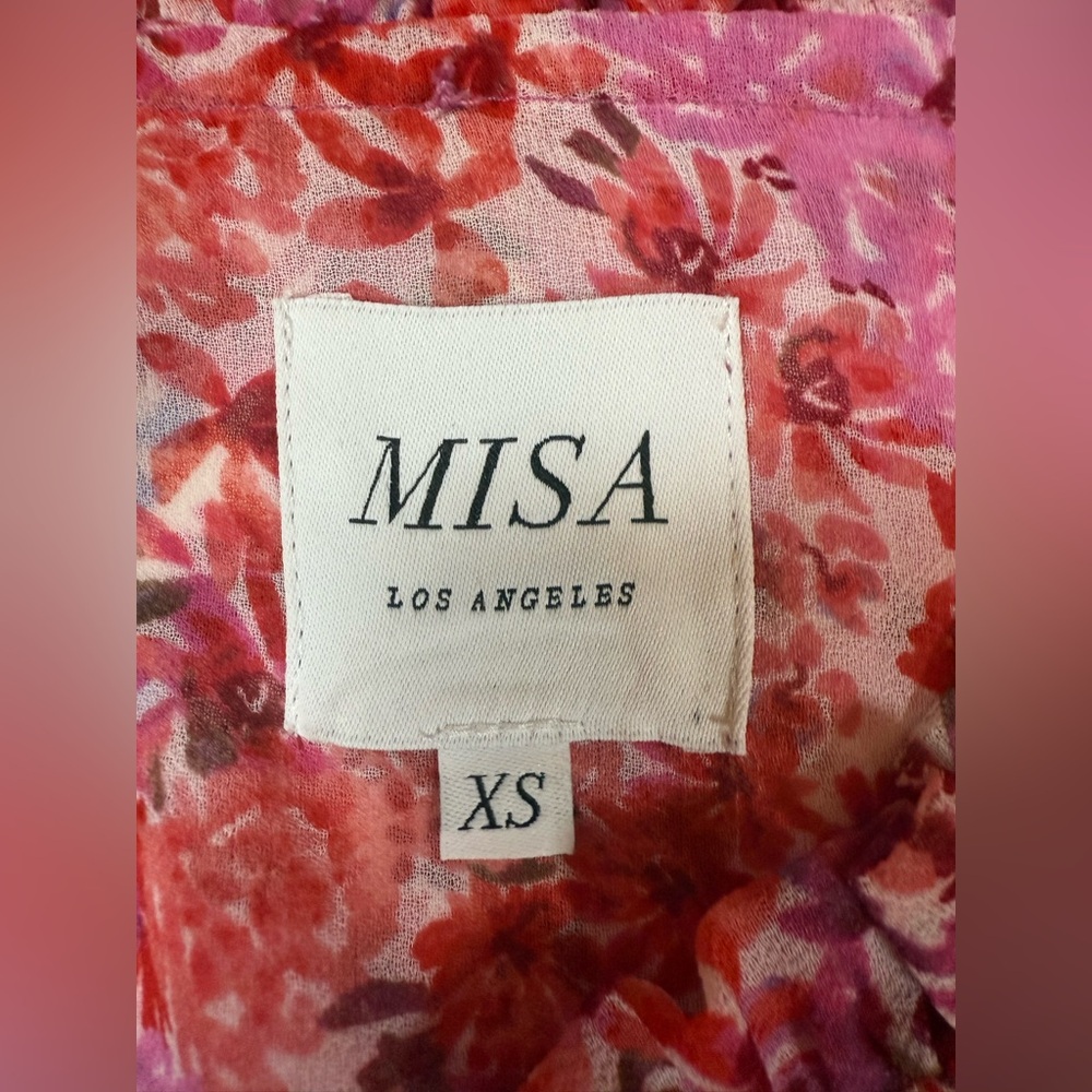 Misa Los Angeles Leeva dress long sleeve mini pink red XS barbiecore (bin W) - Picture 8 of 12